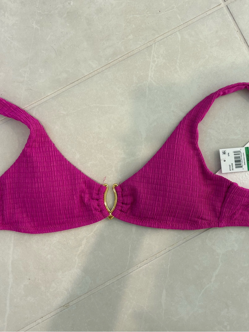 Magenta Bikini Top with Gold Center Accent